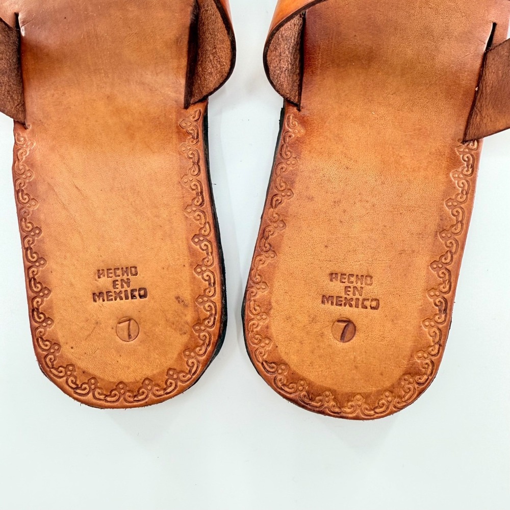 Boho Hippie Leather Sandals Mexican Huaraches Southwestern Retro Festival 70s - Picture 4 of 9